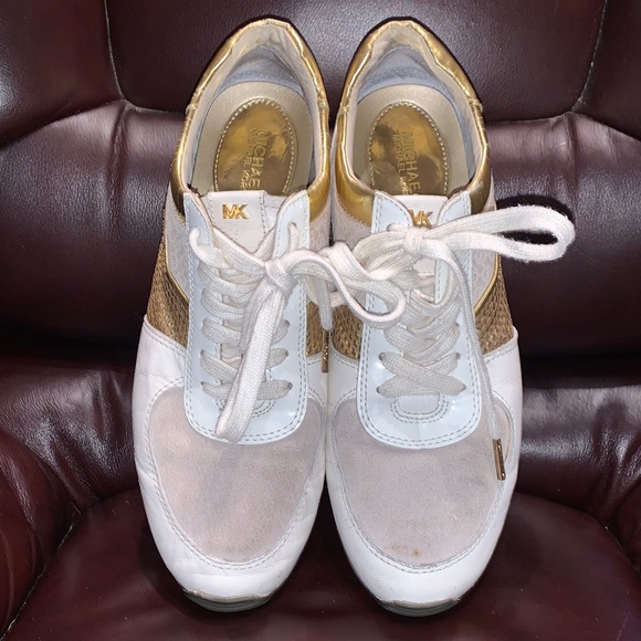 Michael Kors Gold & White Sneakers - Picture 3 of 16